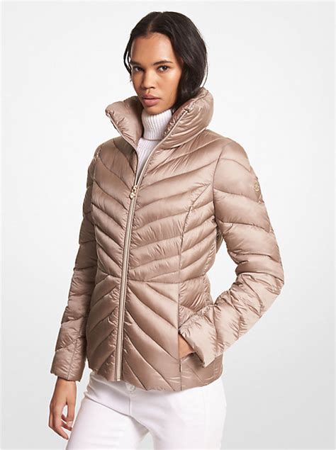 michael kors gold puffer coat|Michael Kors packable down fill.